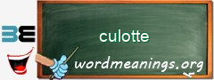 WordMeaning blackboard for culotte